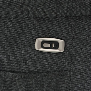 Close-up of the SOFAINSTORE Arclay Grey Fabric Recliner Sofa by Beehive Furniture, showing its built-in rectangular USB and USB-C charging port—ideal for modern 3-seater sofas with electric recline and drop-down cupholder console.