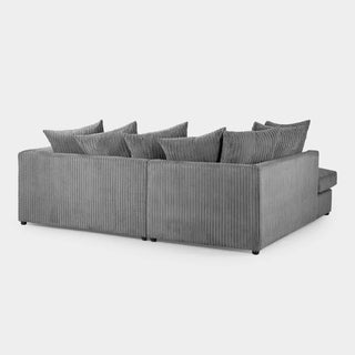 SOFAINSTORE Harley Grey Cord Fabric Corner Sofa – Left Hand Facing | Chunky Corduroy, Pillow Back, Deep Seats