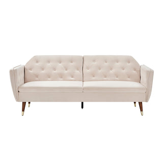 SOFAINSTORE Vellaro Cream Velvet Fabric Sofa Bed – 3 Seater | Tufted Back, Fold-Out Design, Mid-Century Modern