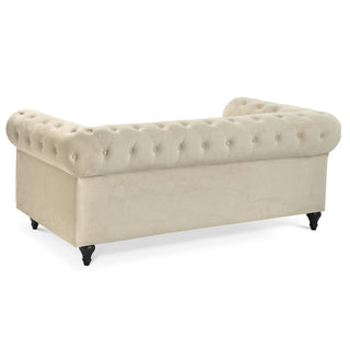 Cream Velvet Chesterfield 3 Seater Sofa
