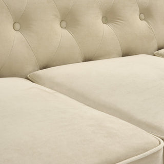Cream Velvet Chesterfield 3 Seater Sofa