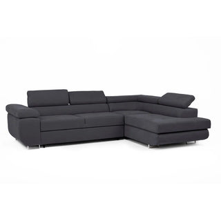Flavius Black Fabric L-Shaped Corner Sofa Bed – Fold-Out Design with Underseat Storage - Sofa In Store