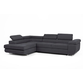Flavius Black Fabric L-Shaped Corner Sofa Bed – Fold-Out Design with Underseat Storage - Sofa In Store