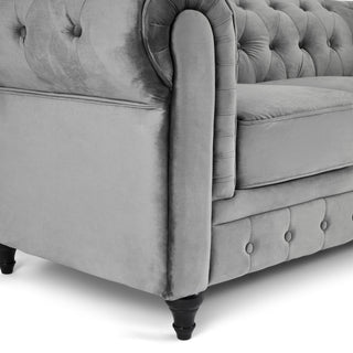 Grey Velvet Chesterfield 3 Seater Sofa