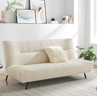 SOFAINSTORE Celeste Cream Bouclé Sofa Bed – 2 Seater | Fold-Down Bed, Soft-Touch Fabric, Minimalist Design