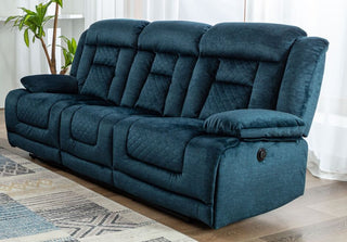 Kelly 3 Seater Ocean Blue Fabric Electric Recliner Sofa