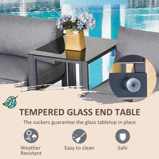 Outsunny 5 Piece Garden Aluminium Conversation Sofa Set Patio Furniture Set Outdoor 2 Sofas 2 Footstools End Table with Cushions - Sofa In Store