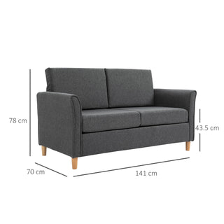 HOMCOM Two-Seater Linen-Look Sofa - Dark Grey Comfort - Sofa In Store