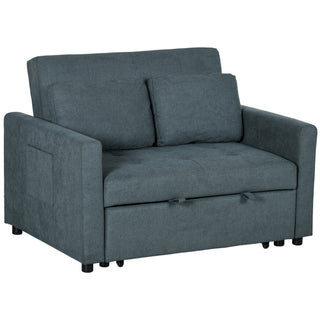 HOMCOM Loveseat Sofa Bed, Convertible Bed Settee with 2 Cushions, Side Pockets for Living Room, Charcoal Grey - Sofa In Store