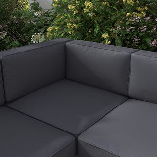Outsunny Five-Piece Aluminium Garden Sofa Set, with Glass-Top Table - Grey - Sofa In Store