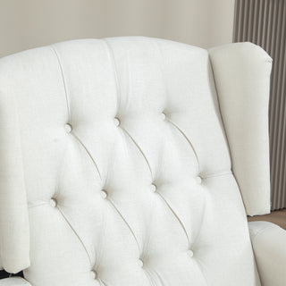 HOMCOM Recliner Armchair, Vintage Reclining Chair with Nail Head Trim, Wingback Chair with Button Tufted Back and Footrest, for Living Room, Cream White - Sofa In Store