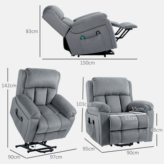 Eight Massage Point Electric Reclining Lift Chair, with Remote - Grey - Sofa In Store
