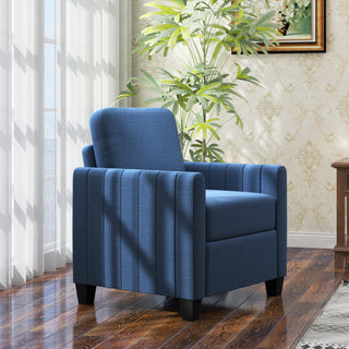 HOMCOM Modern Boxy Linen-Look Armchair - Blue - Sofa In Store