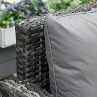 Outsunny 3 PCS PE Rattan Corner Dining Set Outdoor Garden Patio Sofa Table Furniture Set w/ Cushions Grey - Sofa In Store