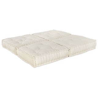 vidaXL 2-Seater Modular Pouffe Sofa Convertible Cream Fabric - Sofa In Store