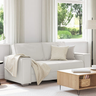 vidaXL Love Seat Sofa in White - 140 cm Faux Leather - Sofa In Store