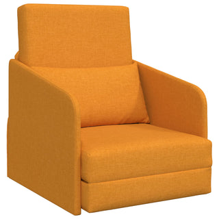 The vidaXL Floor Sofa Bed 2-in-1 in dark yellow fabric (65x80x83 cm) features a tall backrest, wide seat cushion, matching pillow, and straight armrests for modern comfort.