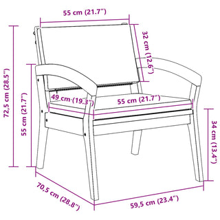 vidaXL Outdoor Sofa Cream white Solid Acacia wood 59.5 x 70.5 x 72.5 cm - Sofa In Store