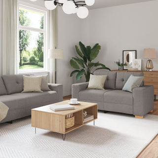 vidaXL 3 Piece Sofa Set with Cushions in Taupe Fabric