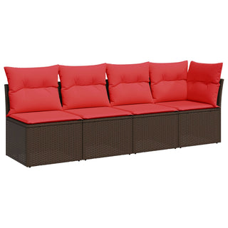 vidaXL Garden Sofa Red cushions, Brown frame - Sofa In Store
