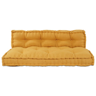 vidaXL Yellow Fabric Pallet Sofa Cushion with Back Support - Sofa In Store