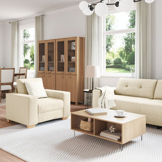 vidaXL 3 Piece Sofa Set with Cushions Linen - Sofa In Store
