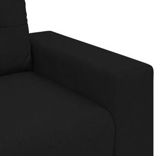 Close-up of the armrest and seat cushion on the vidaXL 3-Piece Sofa Set with Cushions in Black Fabric, highlighting its textured upholstery and straight edges that reflect vidaXL’s contemporary design.