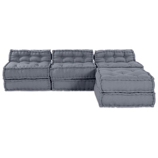 vidaXL 4-Seater Modular Pouffe Sofa Convertible Grey Fabric - 3315094 - Sofa In Store