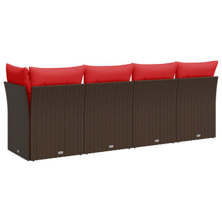 vidaXL Garden Sofa Red cushions, Brown frame - Sofa In Store