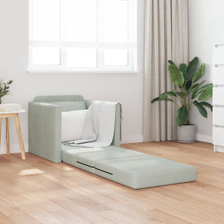 vidaXL Floor Sofa Single Convertible Velvet 74x77x81 cm Light Grey - Sofa In Store