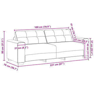 vidaXL 3-Piece Sofa Set with Cushions in Wine Red Fabric - 3324631