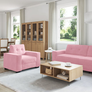 vidaXL 3 Piece Sofa Set with Cushions Pink Velvet