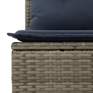 vidaXL Garden Sofa Beige and Navy Blue Rattan and Polyester Large - Sofa In Store
