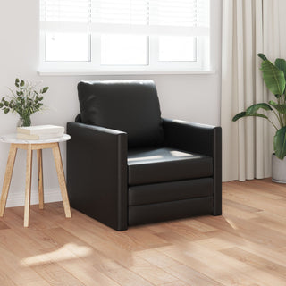 vidaXL Floor Sofa Bed 2-in-1 Black 74x77x81 cm Faux Leather - Sofa In Store