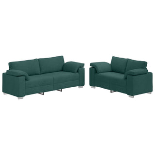 vidaXL 2 Piece Sofa Set with Cushions Dark Green Fabric