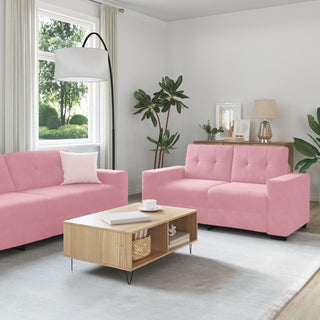 vidaXL 3 Piece Sofa Set with Cushions Pink Velvet