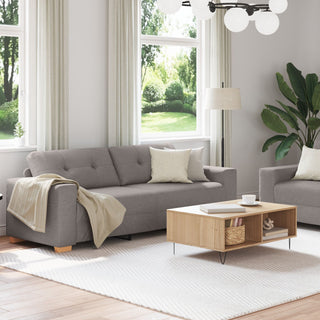 vidaXL 2 Piece Sofa Set with Cushions Taupe Fabric - 3324716