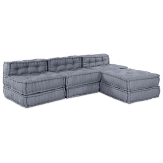 vidaXL 4-Seater Modular Pouffe Sofa Convertible Grey Fabric - 3315094 - Sofa In Store