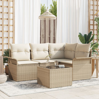 vidaXL 5 Piece Garden Sofa Set with Cushions Brown Poly Rattan - Sofa In Store