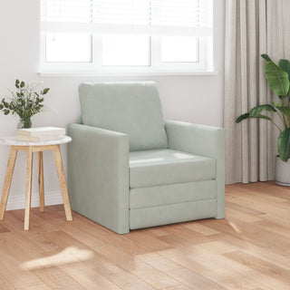 vidaXL Floor Sofa Single Convertible Velvet 74x77x81 cm Light Grey - Sofa In Store