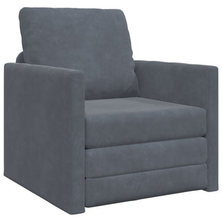 vidaXL Floor Sofa Single Convertible Velvet 74x77x81 cm Dark Grey - Sofa In Store