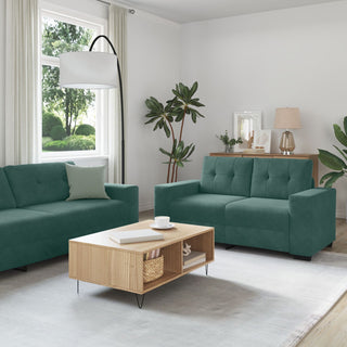 vidaXL 3 Piece Sofa Set with Cushions Dark Green Velvet - Sofa In Store