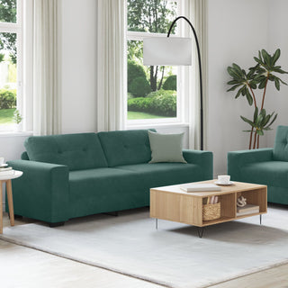 vidaXL 2 Piece Sofa Set with Cushions Dark Green Velvet