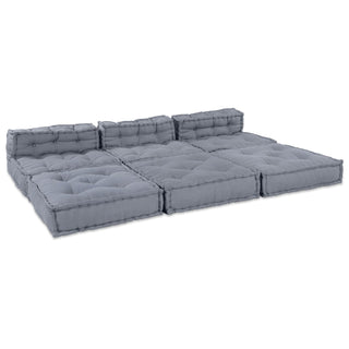 vidaXL 4-Seater Modular Pouffe Sofa Convertible Grey Fabric - 3315094 - Sofa In Store