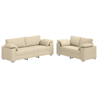 vidaXL 2 Piece Sofa Set with Cushions Cream Fabric - Sofa In Store
