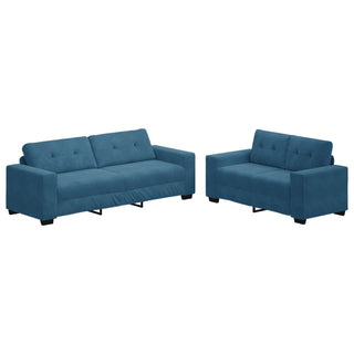 vidaXL 2 Piece Sofa Set with Cushions Blue Velvet - Sofa In Store