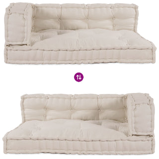 vidaXL Pallet Sofa Cushion with Arm and Back Support Cream Fabric - Sofa In Store