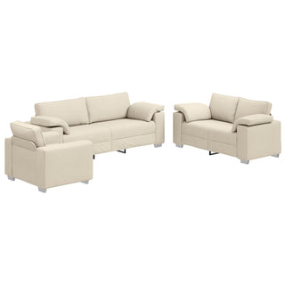 vidaXL 3-Piece Sofa Set with Cushions in Linen - 3324607 - Sofa In Store