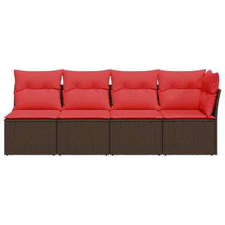 vidaXL Garden Sofa Red cushions, Brown frame - Sofa In Store