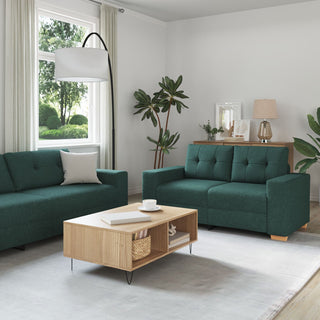 vidaXL 2 Piece Sofa Set with Cushions Yellow Fabric - Sofa In Store